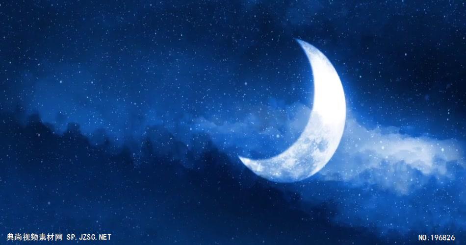 led视频背景视频素材弯弯的月亮款a2021夜空月半弯无音乐