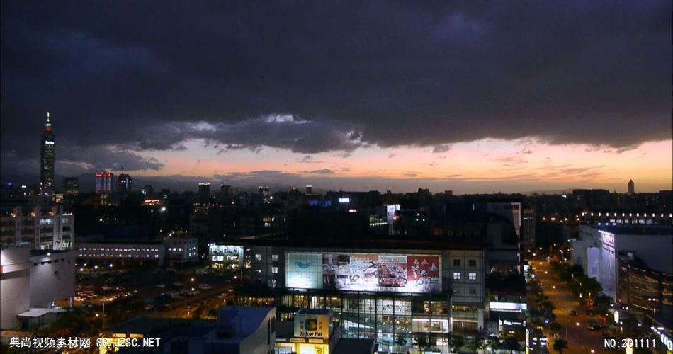 台北城市景(夜、快速)中国名胜风景标志性景点高清视频素材