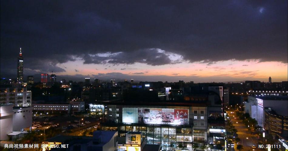 台北城市景(夜、快速)中国名胜风景标志性景点高清视频素材