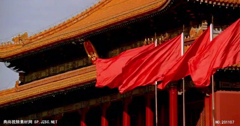 天安门城楼红旗飘中国名胜风景标志性景点高清视频素材