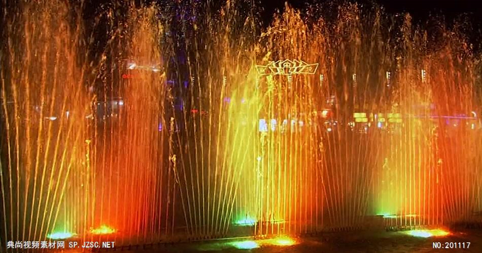 宁波夜景+城市灯光+喷泉中国名胜风景标志性景点高清视频素材