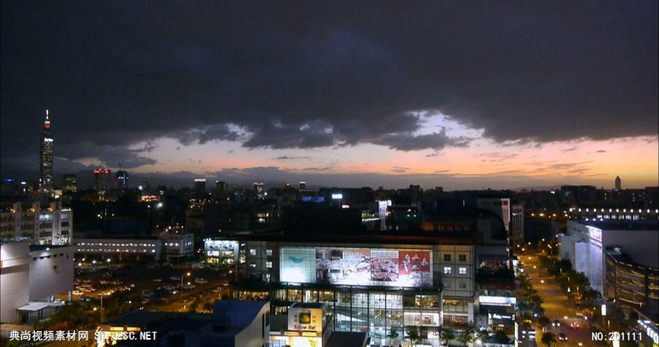 台北城市景(夜、快速)中国名胜风景标志性景点高清视频素材
