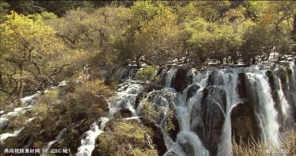 秋天风景水流一组中国名胜风景标志性景点高清视频素材