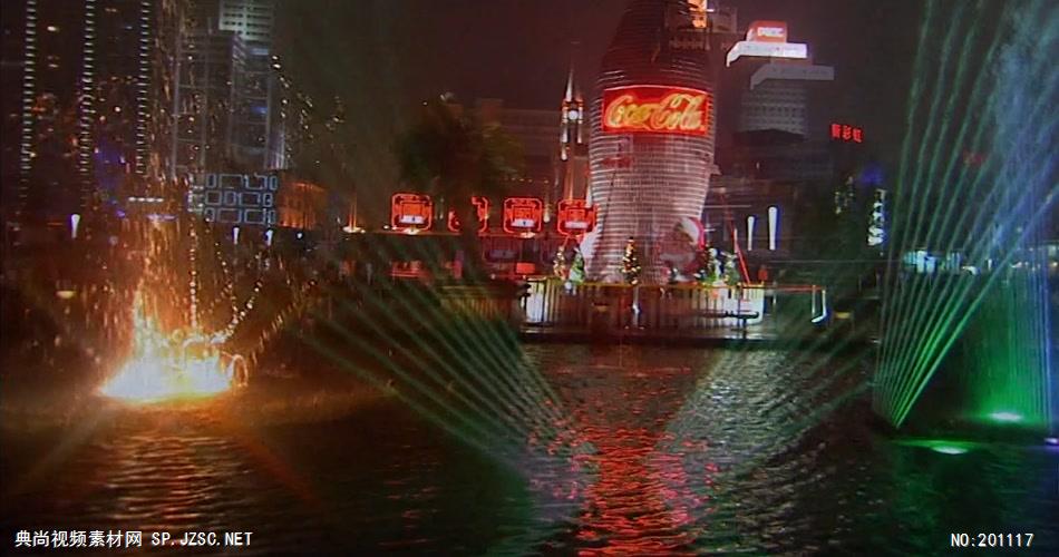 宁波夜景+城市灯光+喷泉中国名胜风景标志性景点高清视频素材
