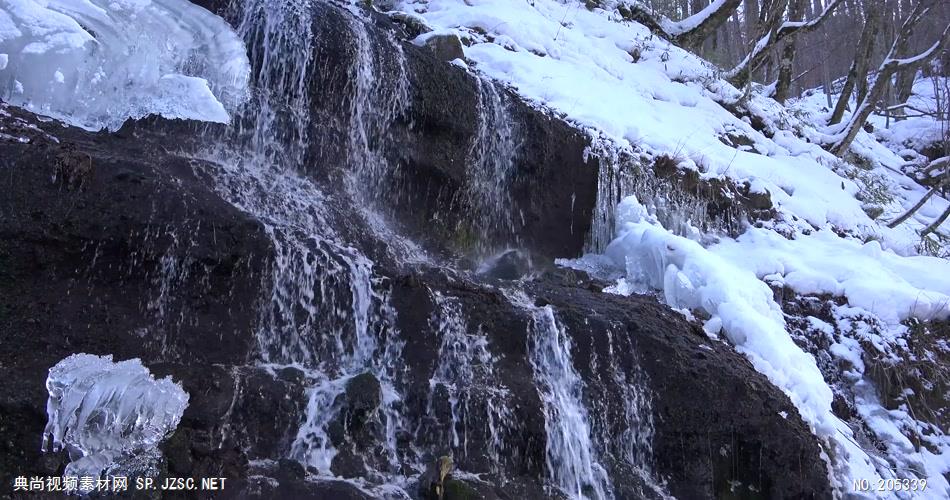 ［4K］ 天然瀑布冰柱 4K片源 超高清实拍视频素材 自然风景山水花草树木瀑布超清素材