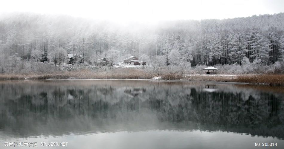 ［4K］ 迷雾美丽的冬季湖 4K片源 超高清实拍视频素材 自然风景山水花草树木瀑布超清素材
