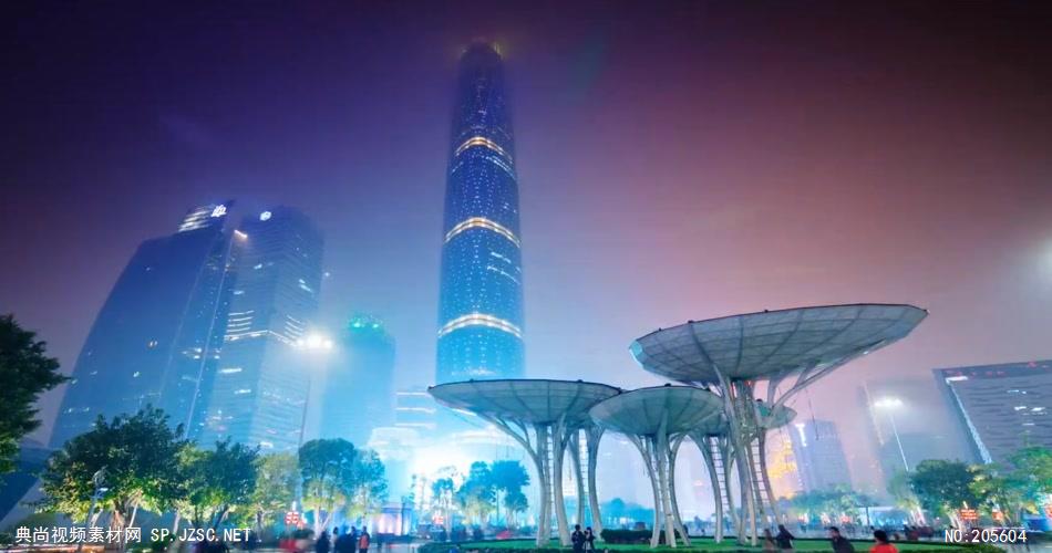 中国上海广州城市地标建筑高端办公楼夜景航拍宣传片高清视频素材城市11