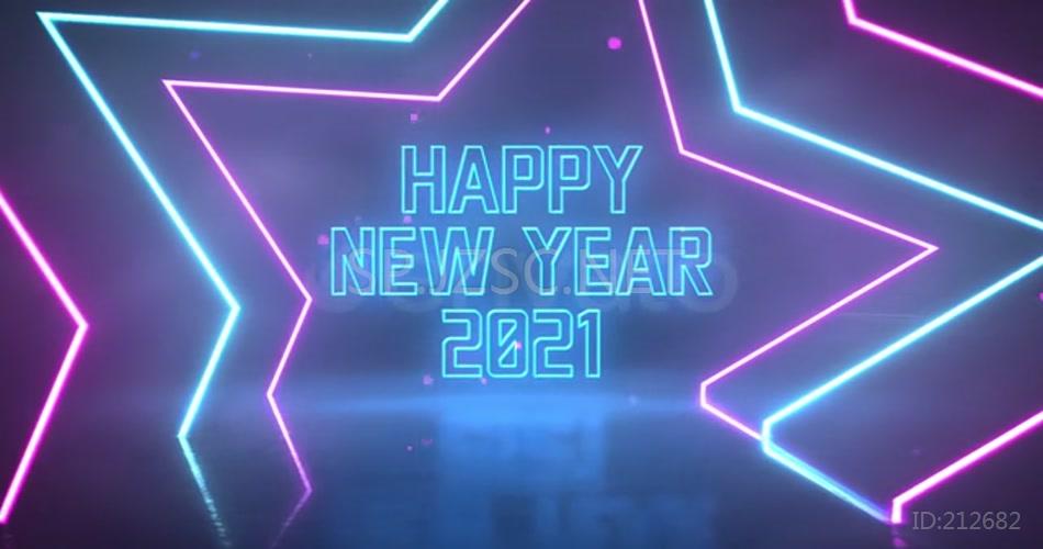 18107 霓虹倒计时新年祝福AE素材