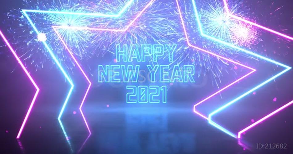 18107 霓虹倒计时新年祝福AE素材