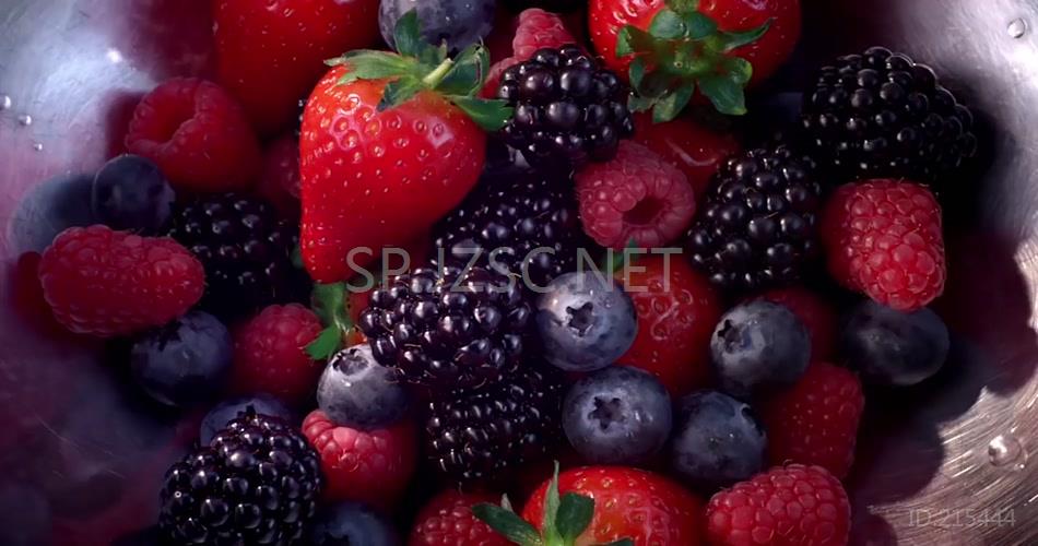 超赞草莓集合蓝莓树莓草莓牛奶水果视频素材