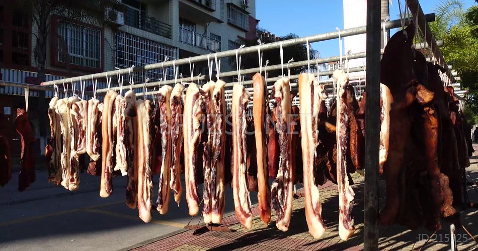 4k晾晒腊肉猪头肉年味美食花生