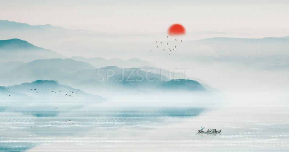 4K水墨山水中国风背景视频