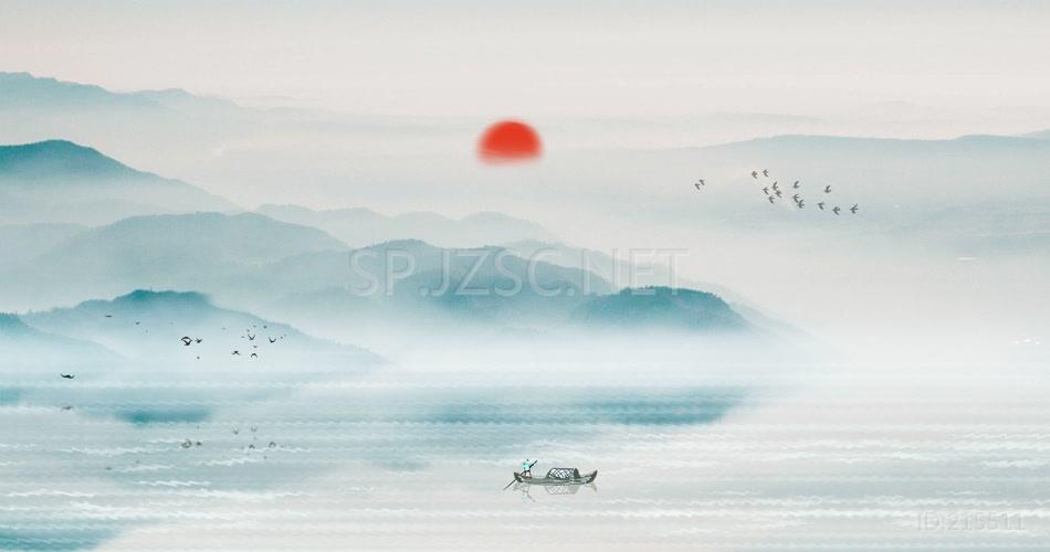 4K水墨山水中国风背景视频