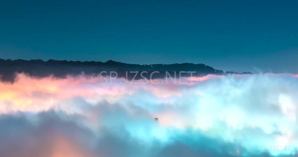 航拍视角云层下的城市夜景视频素材