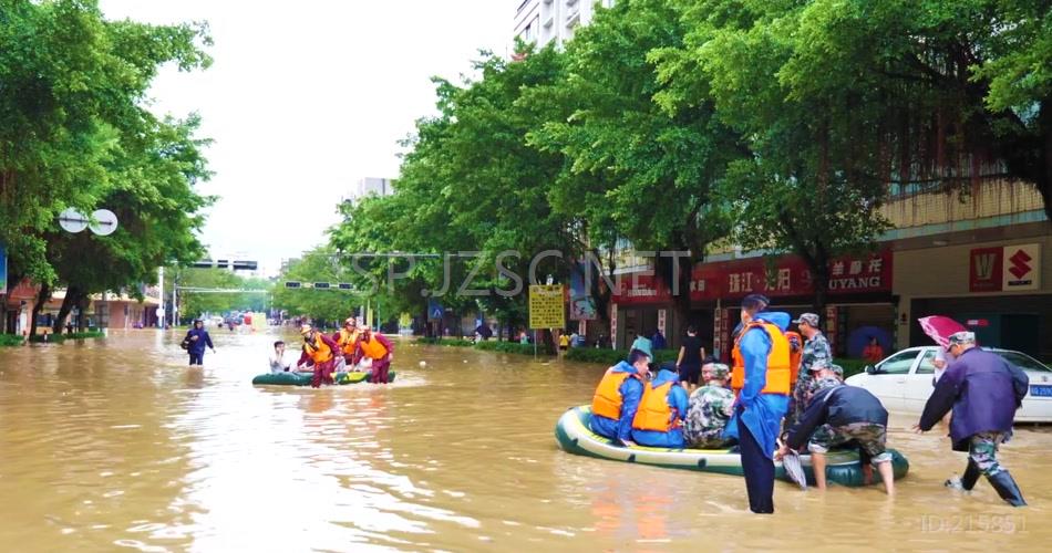 台风洪水过后的城市视频实拍素材