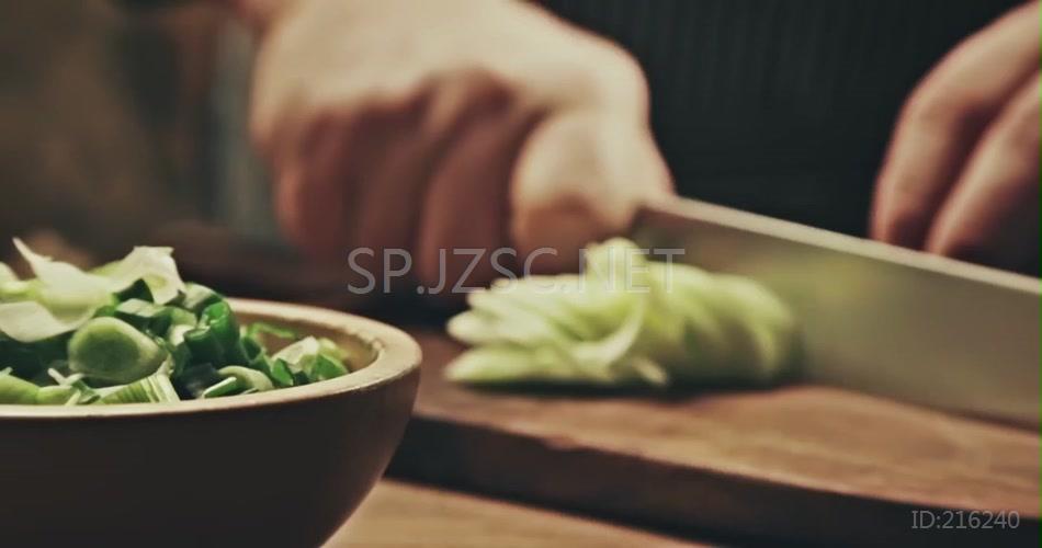厨师切菜备菜美食制作特写美食视频素材