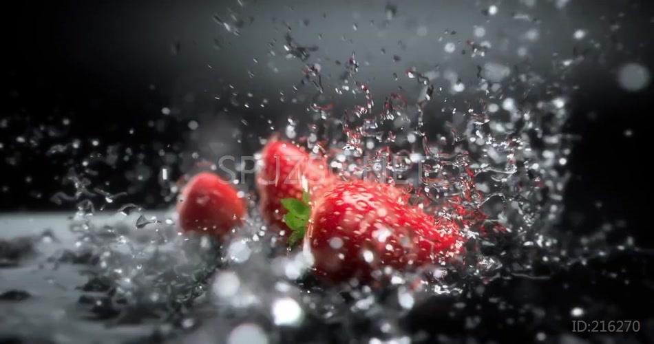 草莓实拍三维动画慢镜头合集视频素材