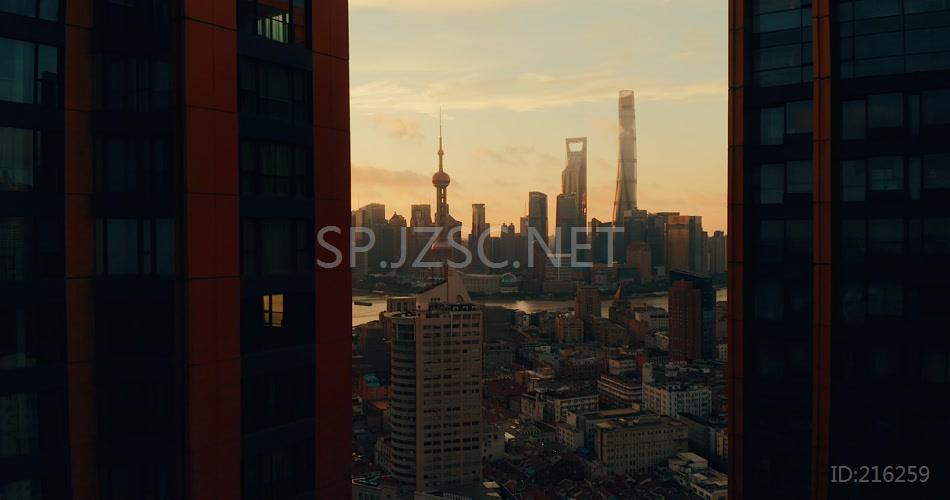 4K上海航拍城市全景旅游宣传背景视频