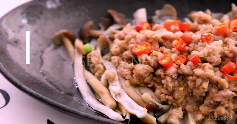 茶树菇炒肉超清无水印美食视频