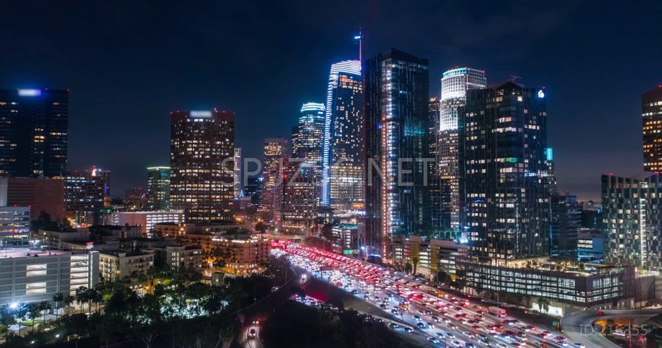 繁华大都市建筑灯光夜景城市全景视频素材