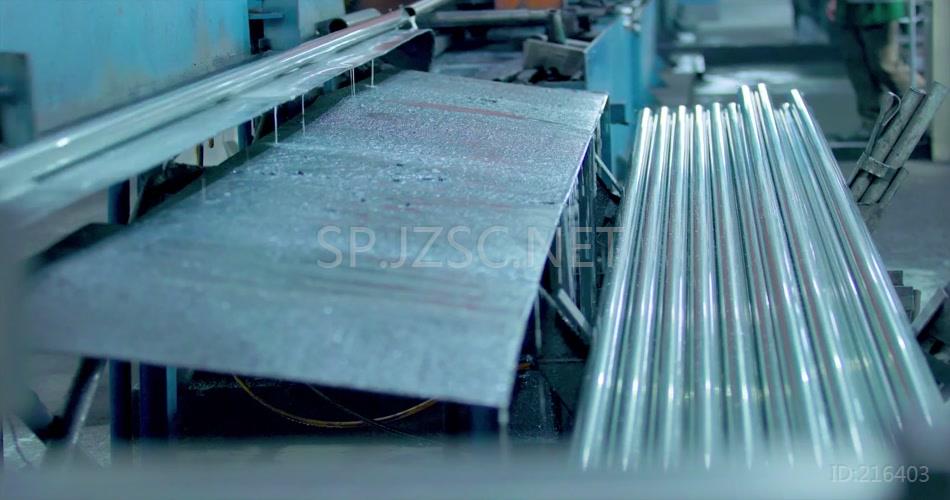 实拍钢管生产线金属钢铁生产线视频素材