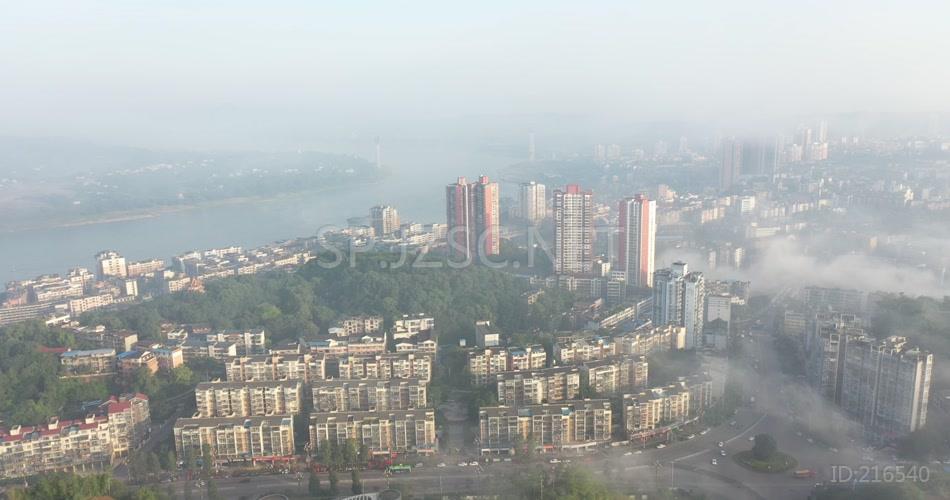 纳溪城区 晨雾 航拍素材 城镇 城市航拍 云雾缭绕