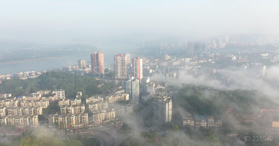 纳溪城区 晨雾 航拍素材 城镇 城市航拍 云雾缭绕