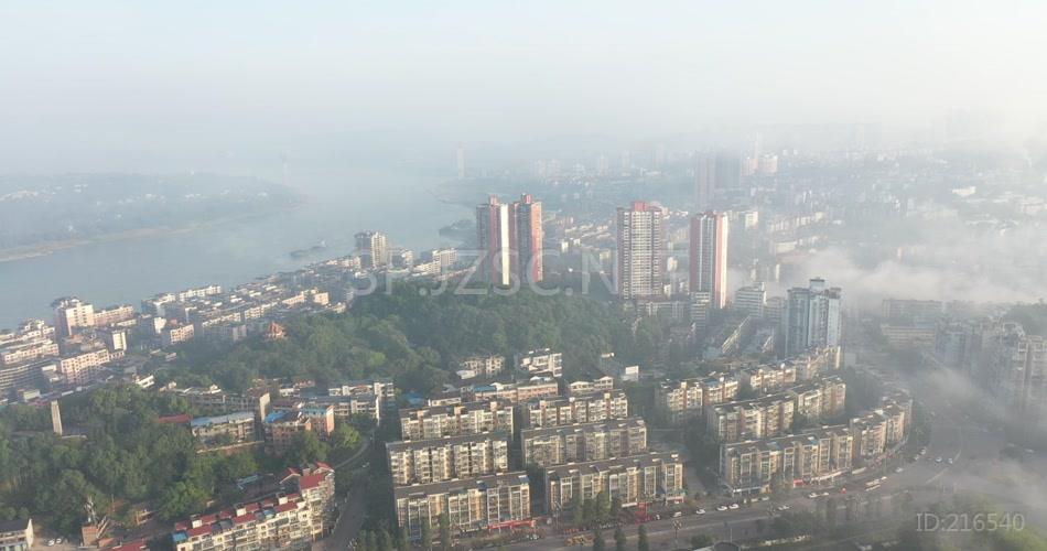 纳溪城区 晨雾 航拍素材 城镇 城市航拍 云雾缭绕