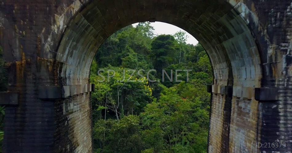 森林桥梁火车铁道交通旅行宣传视频素材