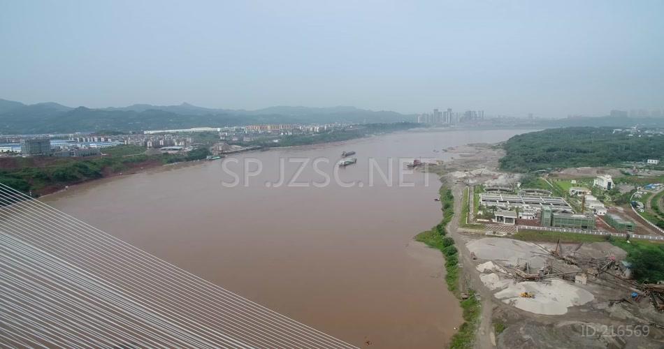 航拍 鸟瞰长江 港口 码头 河流 车流 集装箱码头 泸州港