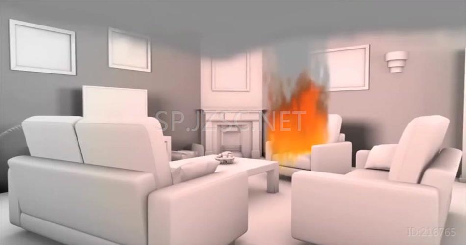 精致消防传感器三维动画背景视频