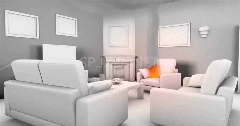 精致消防传感器三维动画背景视频