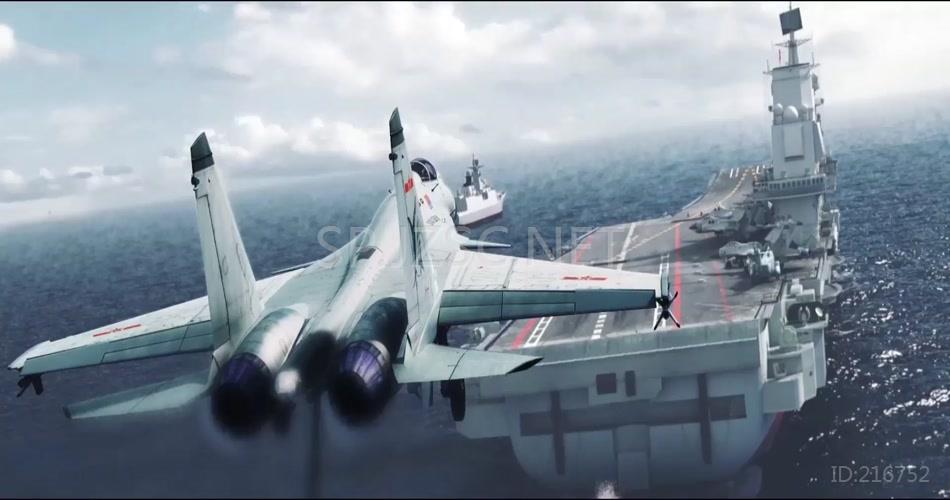 三维演绎震撼中国航母战斗机群实拍视频素材