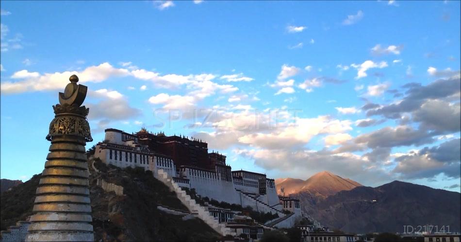 西藏旅游布达拉宫彩霞夜景风光
