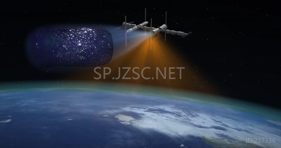 三维动画天宫2号空间站演示航天科技背景视频