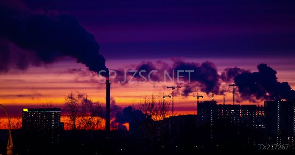 4K实拍大气污染工厂剪影工业废气排放环境污染环保宣传视频素材