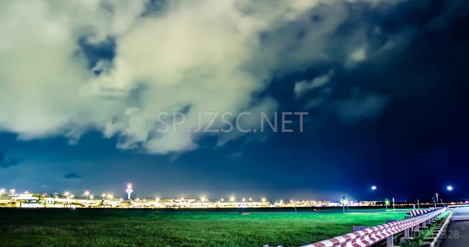实拍飞机场夜景风景线延时拍摄高清背景视频
