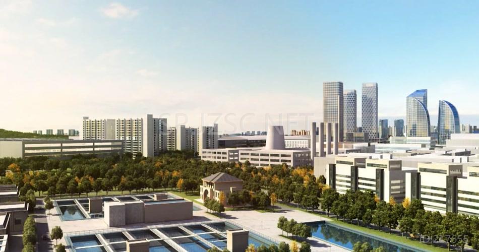 未来规划发展城市城镇产业园三维动画背景视频