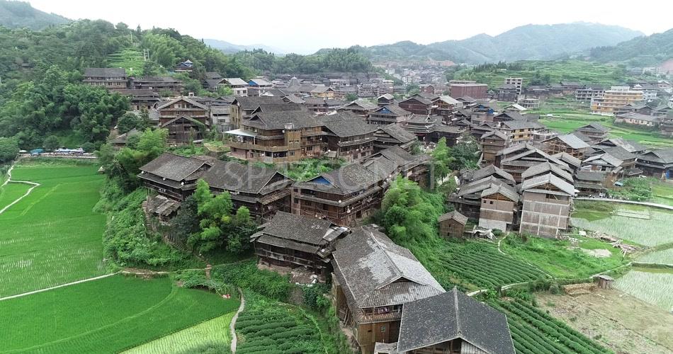 侗族建筑侗族村寨空中拍摄实拍视频