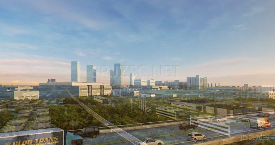 未来规划发展城市城镇产业园三维动画背景视频
