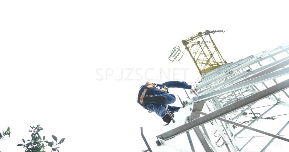 高压线 工人 攀爬 高空作业 攀登 电线 铁塔