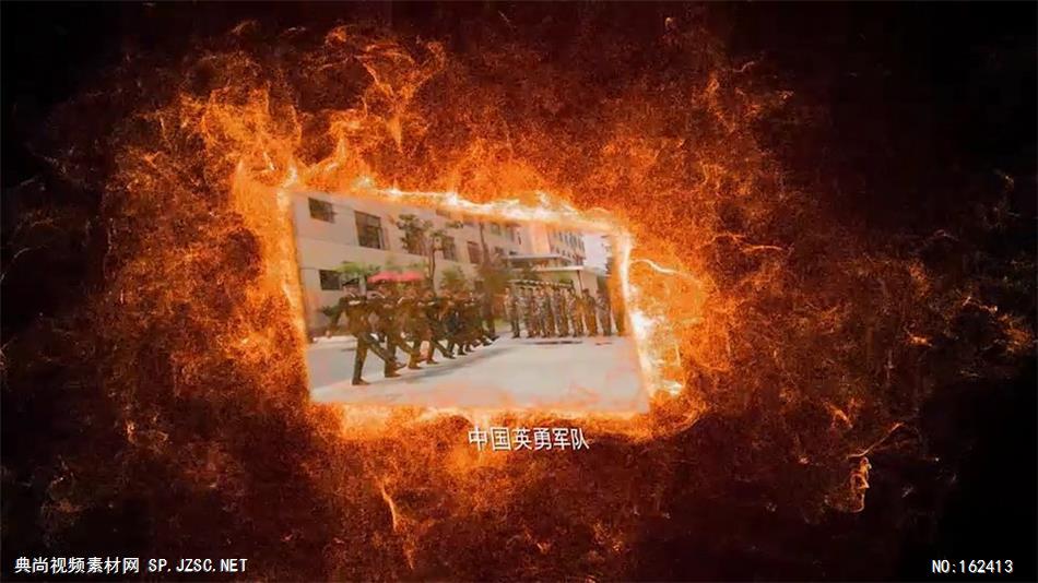 PR：震撼火焰中国英勇军队图文展示模板军党政新闻栏目