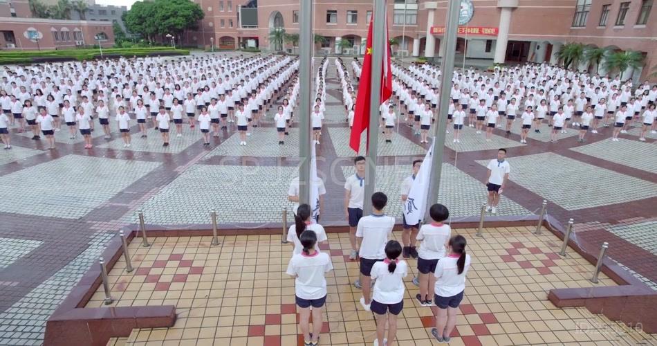 校园学生校园生活学生升旗仪式视频