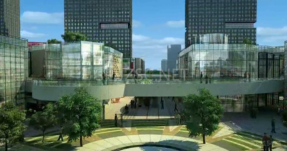 三维建筑漫游动画 商业 商务大厦 大道 素材 中心