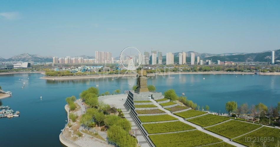 航拍济南园博园唯美风光城市宣传片视频素材