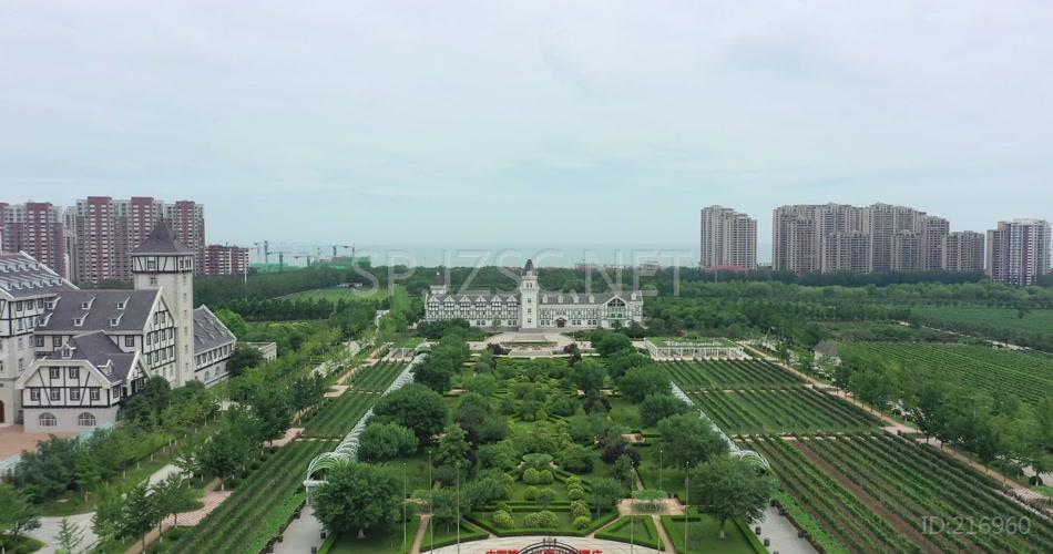 航拍烟台张裕卡斯特酒庄烟台地标视频素材