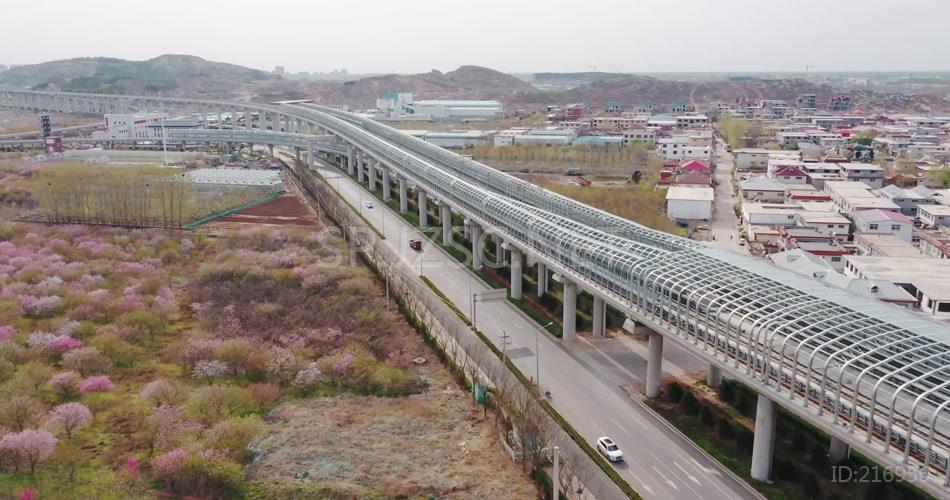 航拍济南地铁城市道路经济发展视频素材