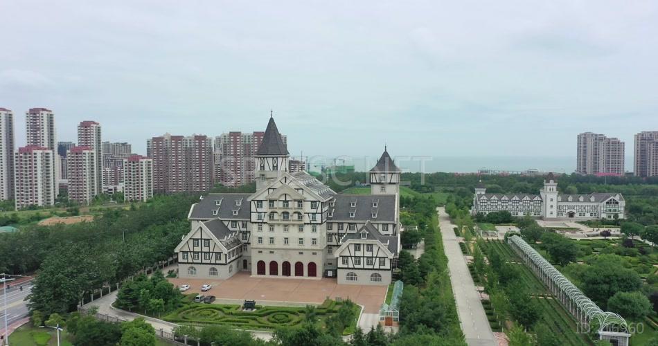 航拍烟台张裕卡斯特酒庄烟台地标视频素材