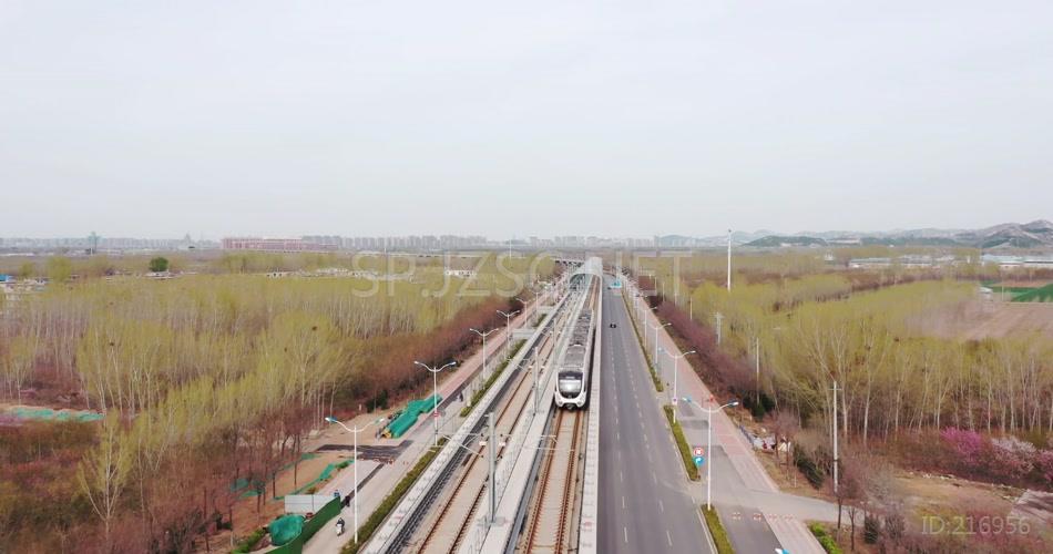 航拍济南地铁城市道路经济发展视频素材