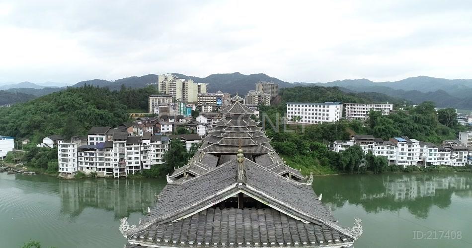 古建筑风雨桥正面拍